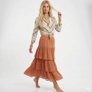 Victoria’s Secret Baroque Gold Chain Nautical Satin Button Down Blouse S